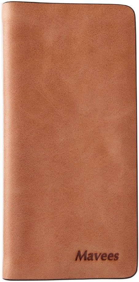 Mavees Men's Vintage Genuine Leather Multi-Card Long Bifold Wallet