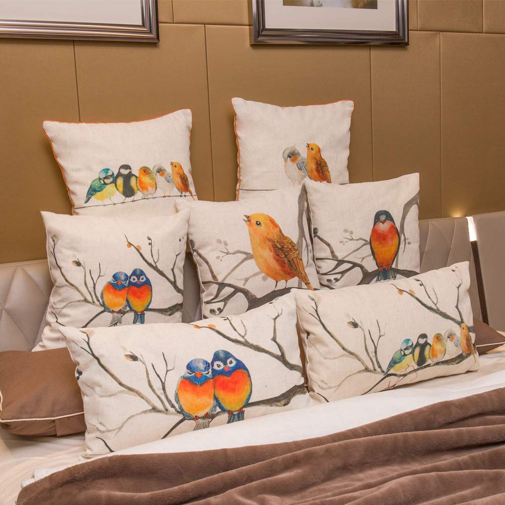 OiseauVoler Cute Birds Linen Pillow Cover – 14 X 24 Inch Decorative Cushion Case For Sofa & Bed - View #9