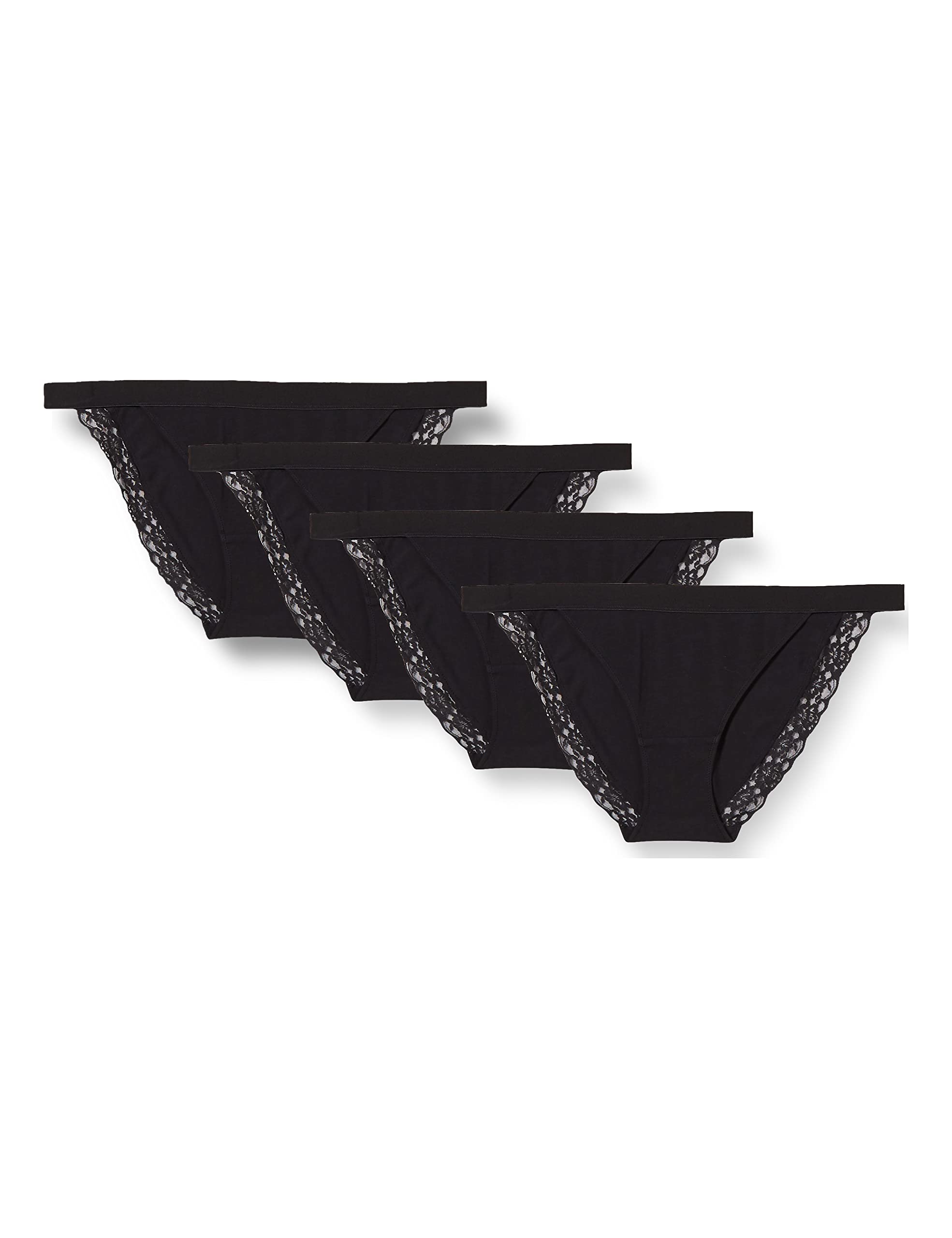 Amazon EssentialsWomen's Cotton and Lace Tanga Brief, Pack of 4