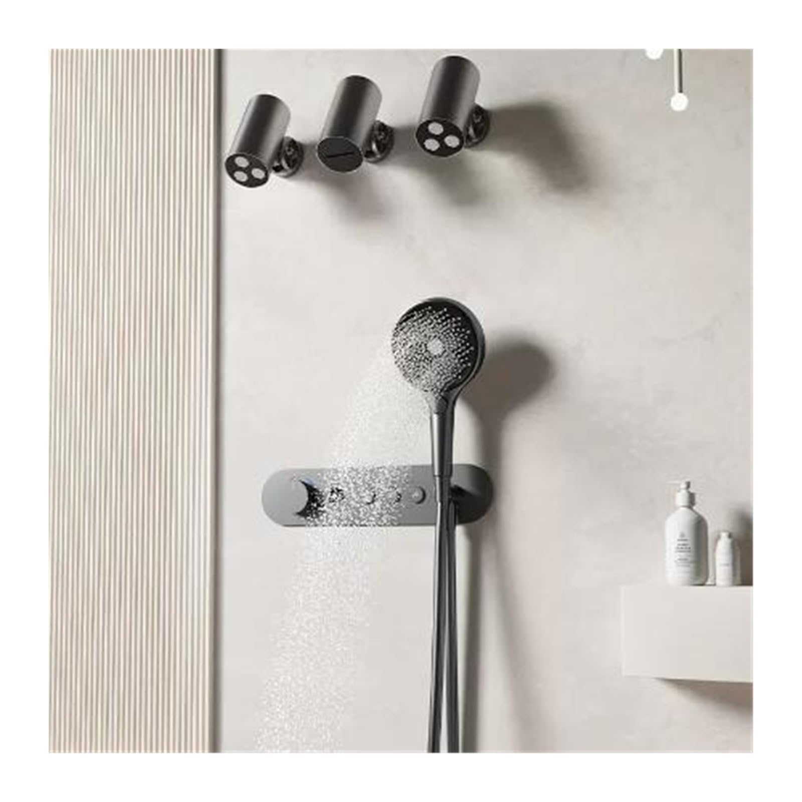 Thermostatic Digital Display Shower Set, Big Rainfall Mixer Faucet,Bathtub Stand Kit Luxury Constant(Grijs)
