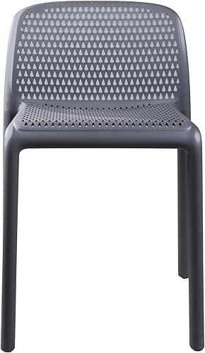 Miniatura 4 de CozyBlock Punch - Silla de comedor apilable perforada para interior y exterior, juego de 2 unidades (gris oscuro)