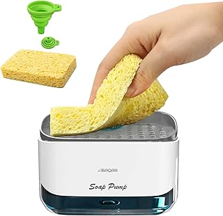 Soap Dispenser | Dish Soap Dispenser with Sponge Holder, 350ml Dish Soap Holder & Sponge Holder | Dish Soap Liquid Dispenser | Soap Dispenser Kitchen | Soap Holder | Kitchen Organizer