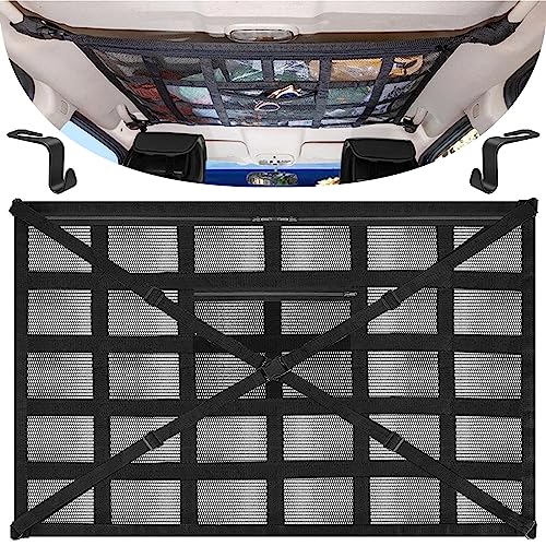 Lets Joy Autodach Lagernetz 90cm x 65cm Dachnetz Wohnmobil Universal Lagernetz Ladennetz mit 2 Haken Netz f&uuml;r Jeep SUV Van (A)