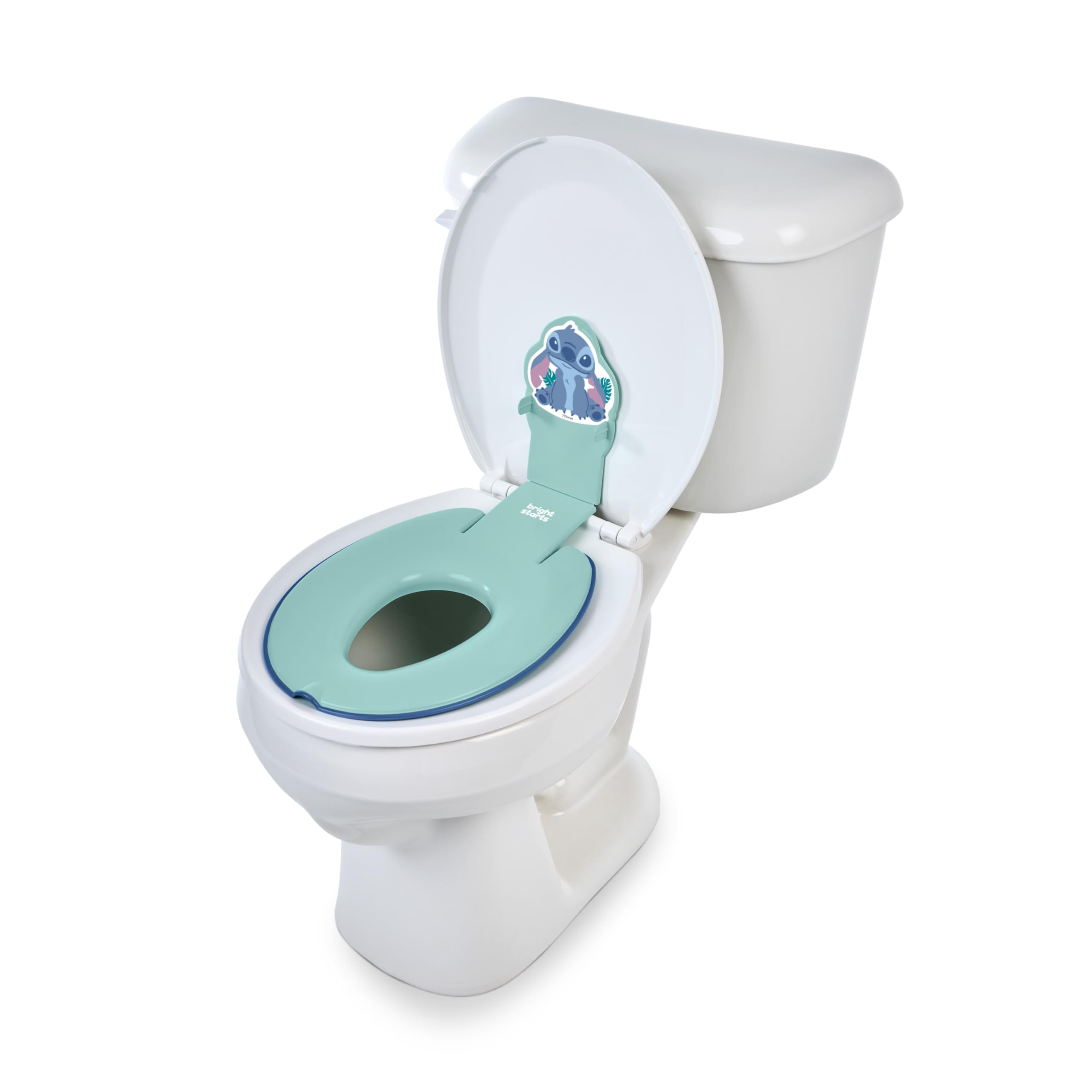Bright StartsDisney Baby Stitch Flip & Sit Potty Training Seat, Attaches to Toilet Securely, Space Saving Design Fits Most Toilets, Easy to Clean