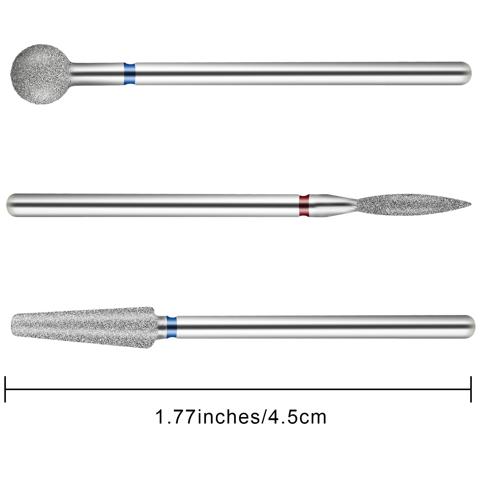 Qianyu Set di 3 punte per fresa per unghie, in lega di tungsteno, per unghie, in metallo duro, per rimuovere le cuticole, gel acrilico, testine abrasive professionali per manicure pedicure