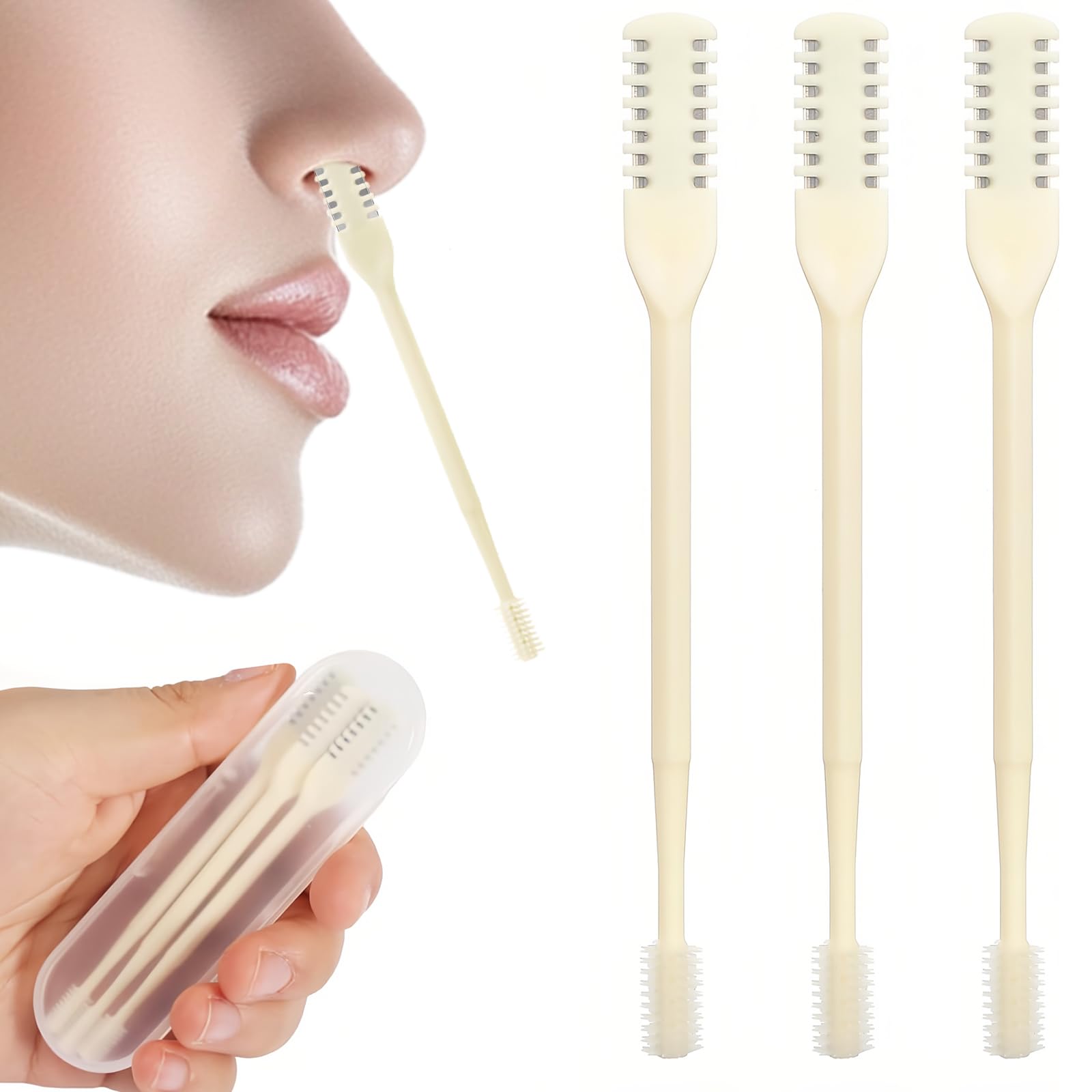 Nasal Hair Cutter 2-in-1 Nose Hair Trimmer Double Sided Nose Hair Knife 360 Nostril Hair Remover Tool for