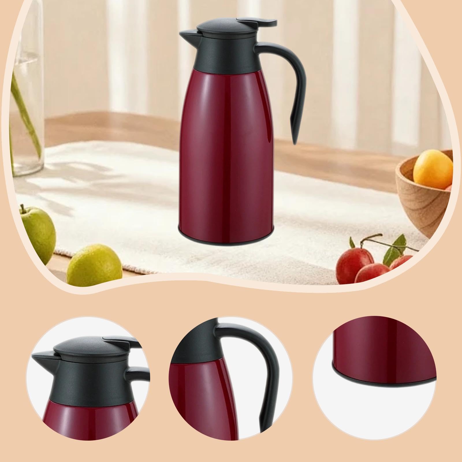 Sharplace Caraffa Termica per caffè, bollitore sottovuoto con beccuccio, Dispenser per Bevande, bollitore Portatile per tè e caffè, Ideale per casa, Feste e, Chiaretto