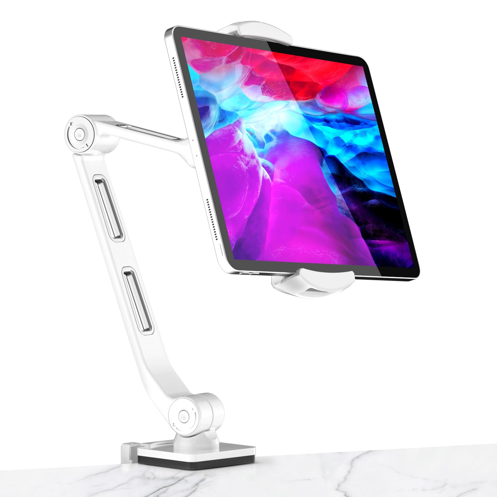 suptek Aluminum Tablet Desk Mount Stand 360° Flexible Cell Phone Holder for iPad, iPhone, Samsung, Asus and More 4.7-11 inch Devices, Good for Bed,