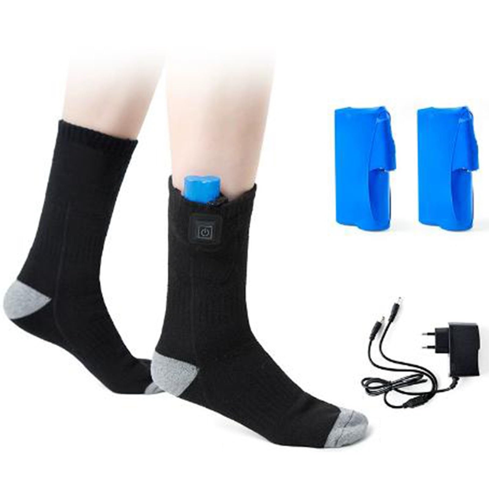 Calze Riscaldate a Batteria, Calzini Riscaldati per Donna e Uomo, con Batteria da 3000 mAh, 3 Livelli di Calore, Calzini Termici Lavabili, per Campeggio Caccia Pesca Ciclismo