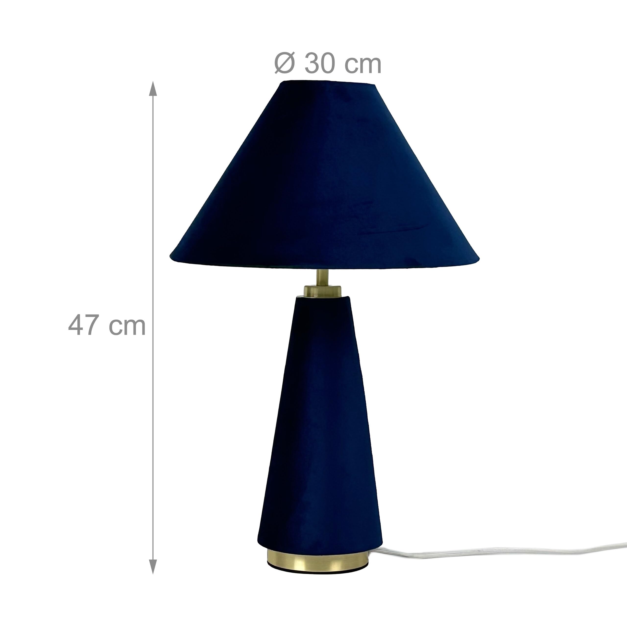 Relaxdays Lampada da Tavolo, Paralume in Velluto e Base in Metallo, E14, H 47x30 cm, da Comodino