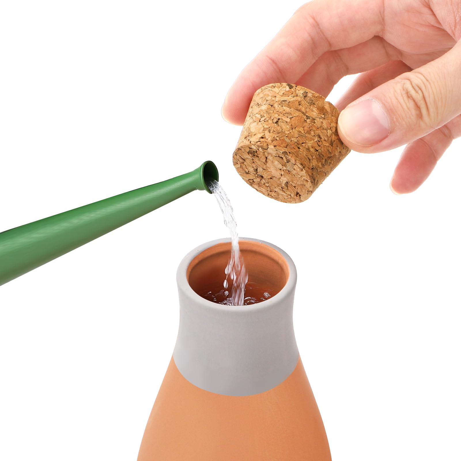 DEAYOU Lot de 4 globes d'arrosage automatique pour plantes en terre cuite avec couvercle, dispositif d'arrosage automatique pour intérieur et extérieur, plantes de vacances, facile à remplir