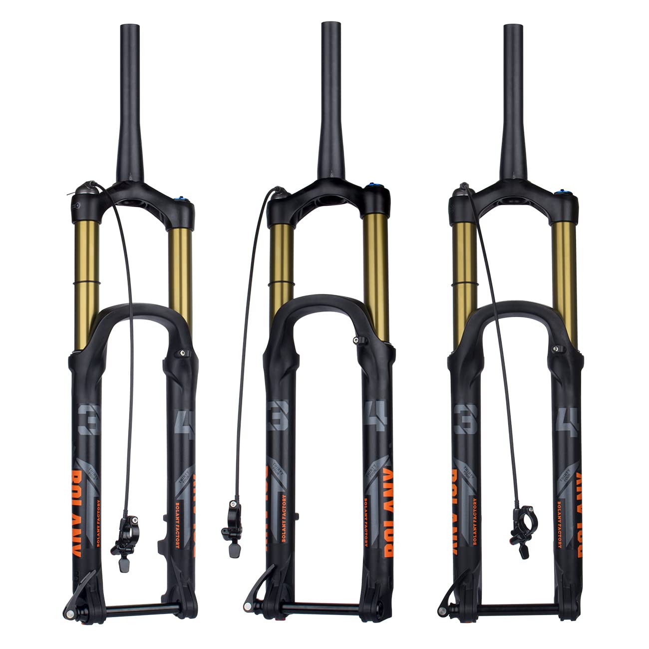 BOLANY27.5/29inch Bike Suspension Fork 15 * 110mm Thru-Axle Boost 34mm Stanchions 1-1/8inch Thread-Less Tapered Steerer 175mm Travel MTB Air Fork with Damping Rebound Adjustment