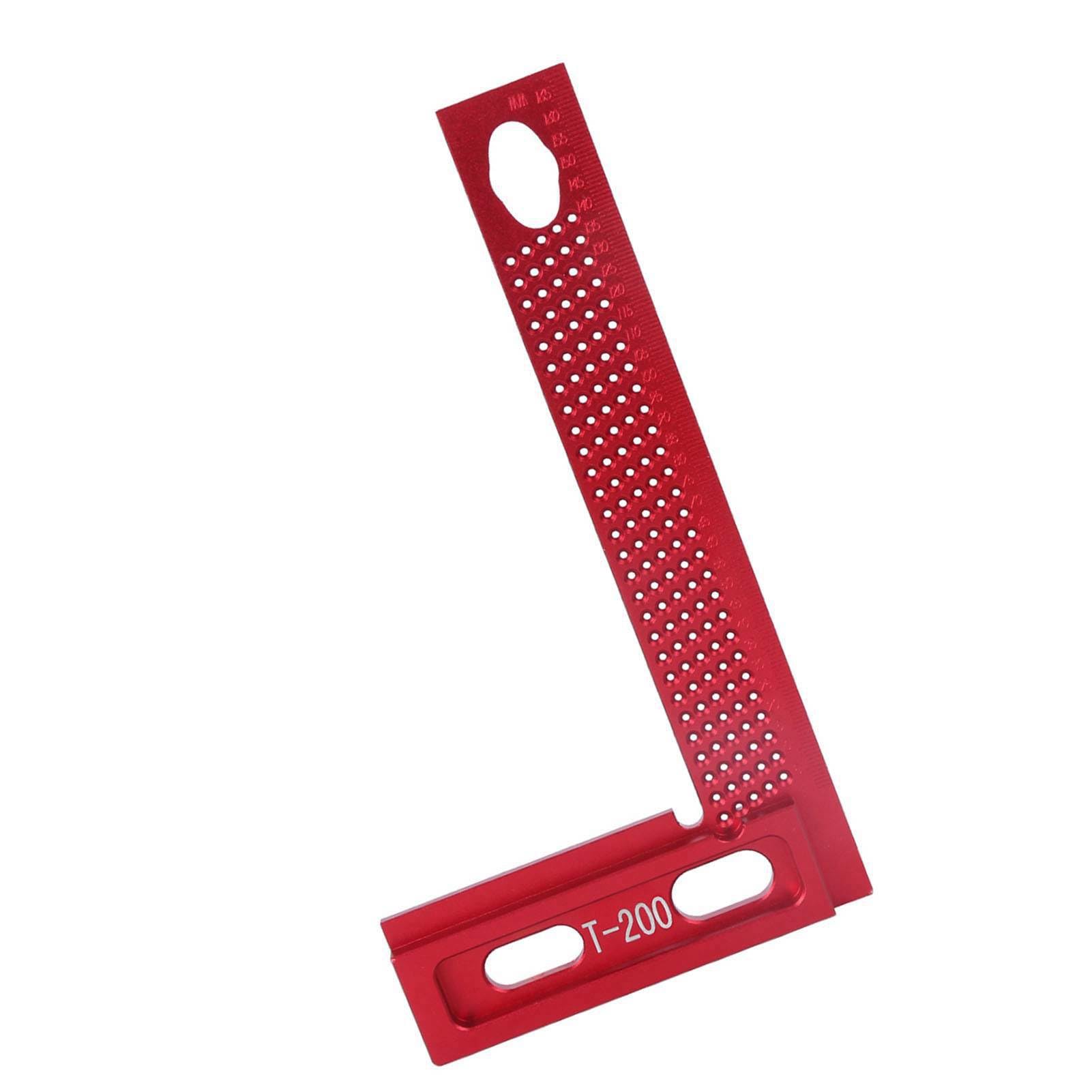 KIMISS Regla de Orificio de Aleación de Aluminio Resistente Al Desgaste, Herramienta de Medición de Trazado de Carpintería, Regla Escuadra Tipo T de 12 Pulgadas, Ideal para