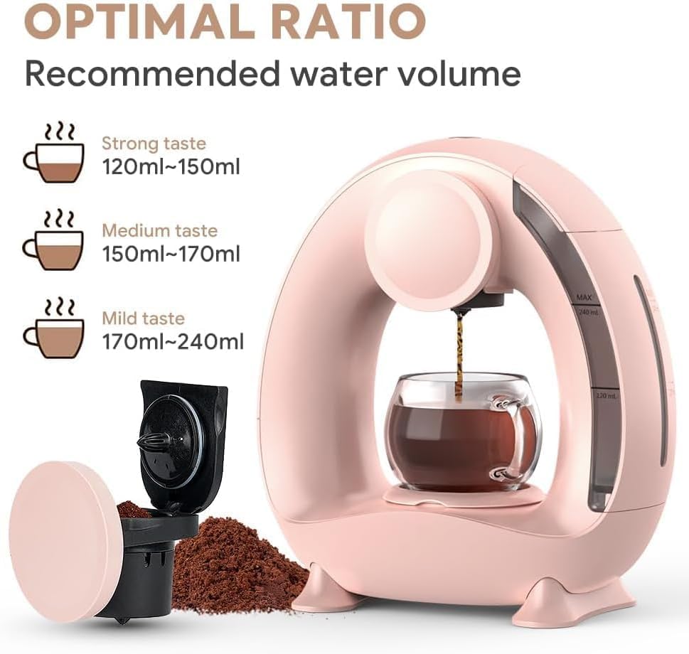 Image of 2-In-1 Coffee Maker, Fast Brew, Single Serve Coffee Machine Compatible with K-Cup Pods & Ground Coffee, 1400 Watts, Compact for Home, Office & Travel