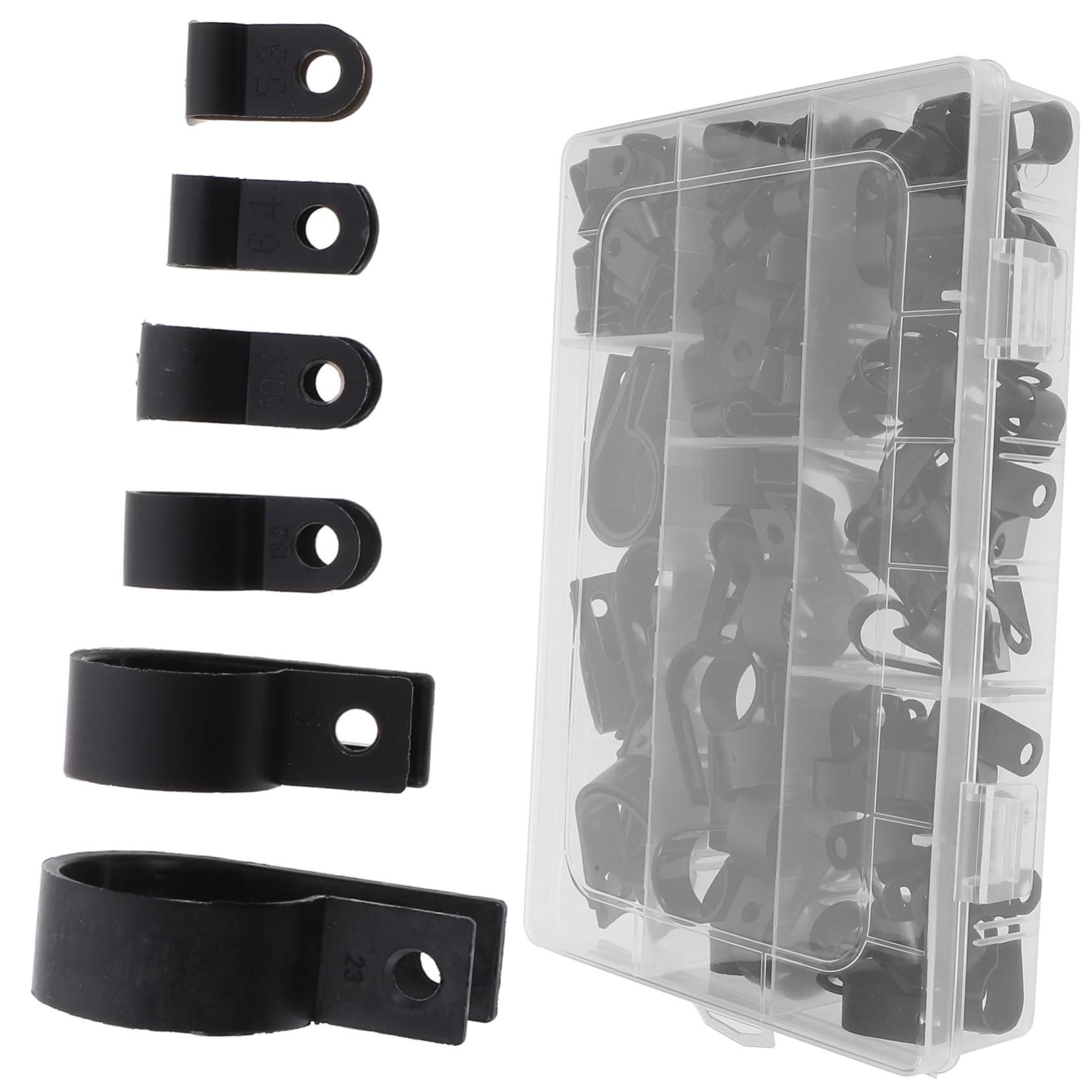 KICHOUSE 200pcs Cable Mounting Clips Wire Clamps for Cables Plastic Black Pipe Clamp Pipe Clamps 1/2 Inch