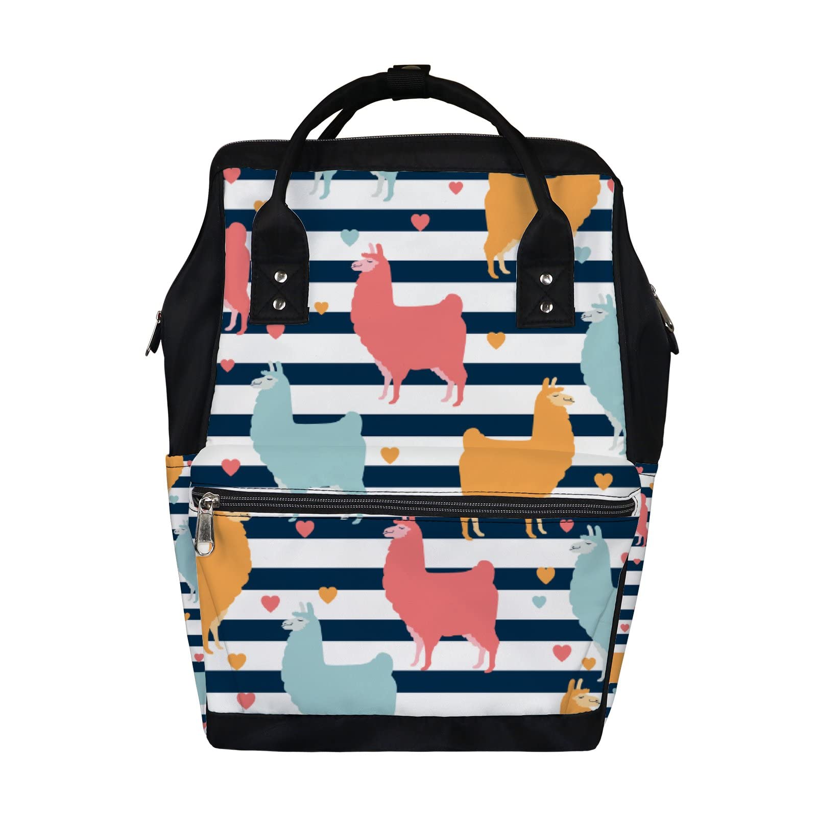 Cute Llama Design Colorful Diaper Bag Backpack Waterproof Backpack Baby Nappy Changing Bag for Travel Large Capacity Durable and Stylish for Woman
