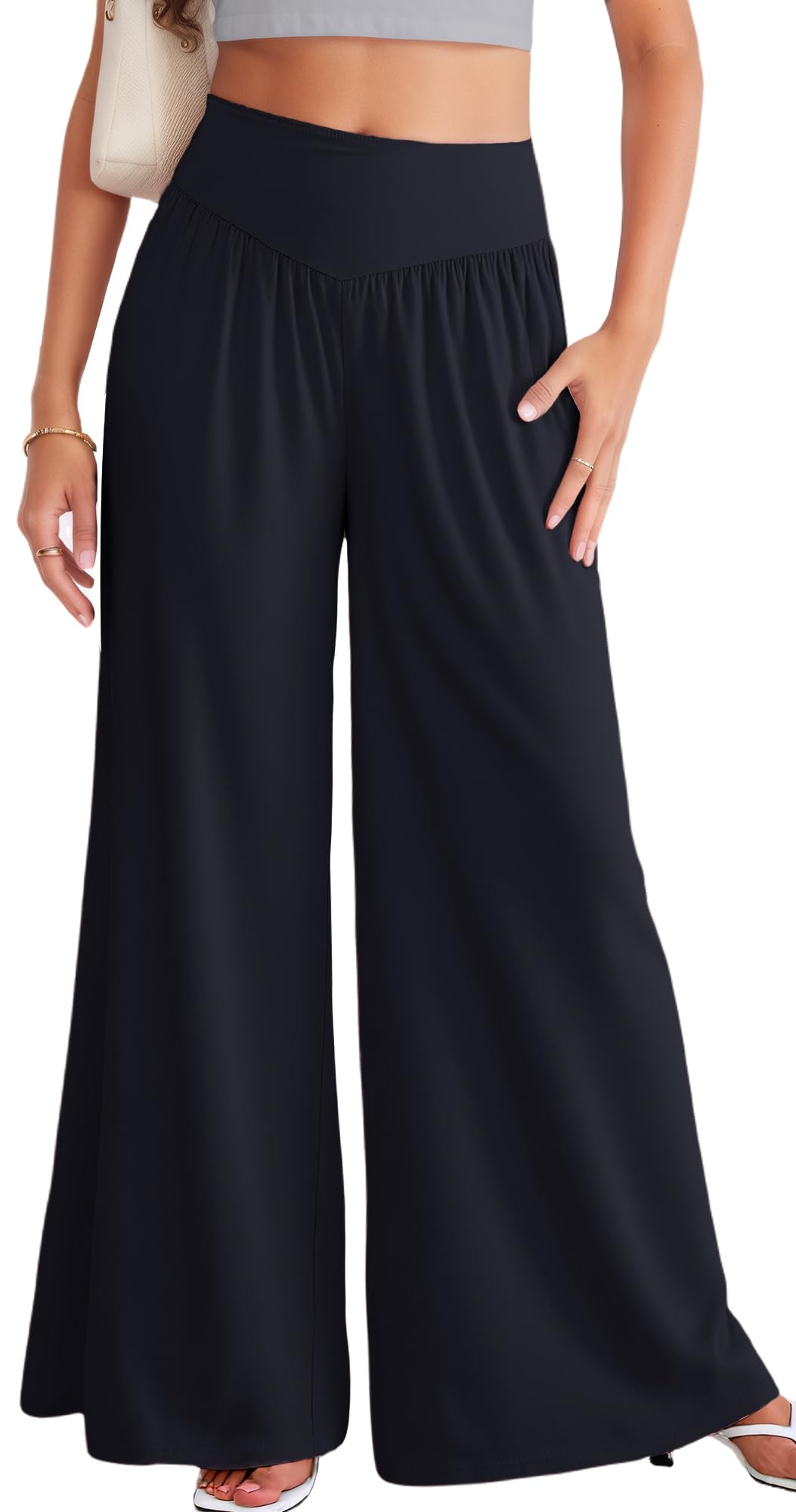 SEAUR Palazzo - Pantalones largos de danza para mujer, para danza del vientre, pilates, yoga, holgados, pierna ancha, pantalones de verano, suaves, tallas S-XXL