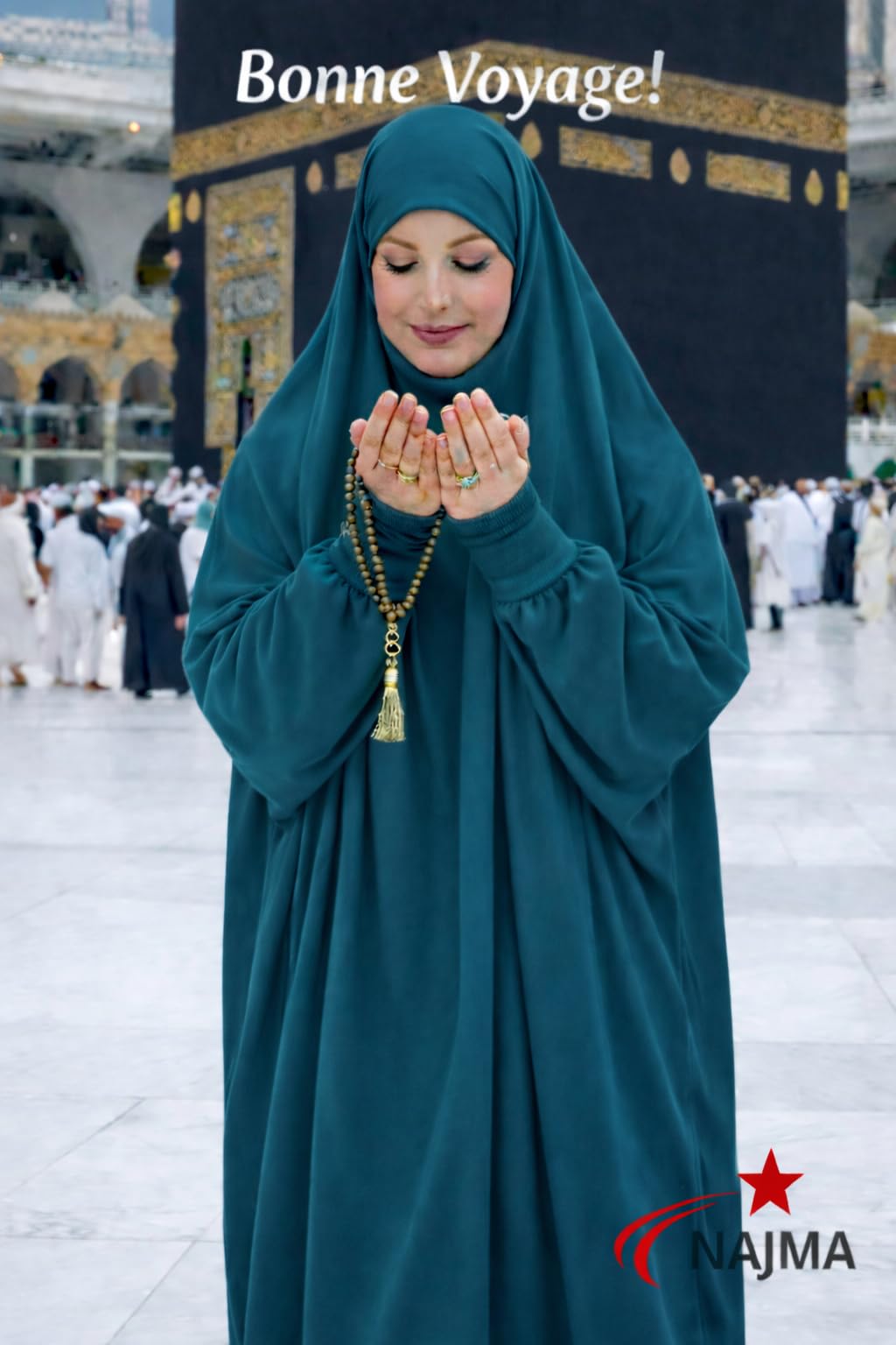Jilbeb,Jilbab une piéce Avec manches lycra,Robe de priére Ample | Tissu Léger et Opaque | Tenue Pudique pour Prière Hijab Intégré Confortable Hejj Omra Ramadan