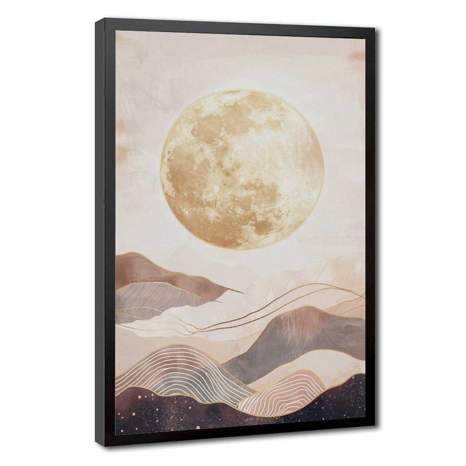 Bareronor Boho Moon Canvas Poster Bedroom Decor Landscape Office Room Decor Gift 20" L X 30" W