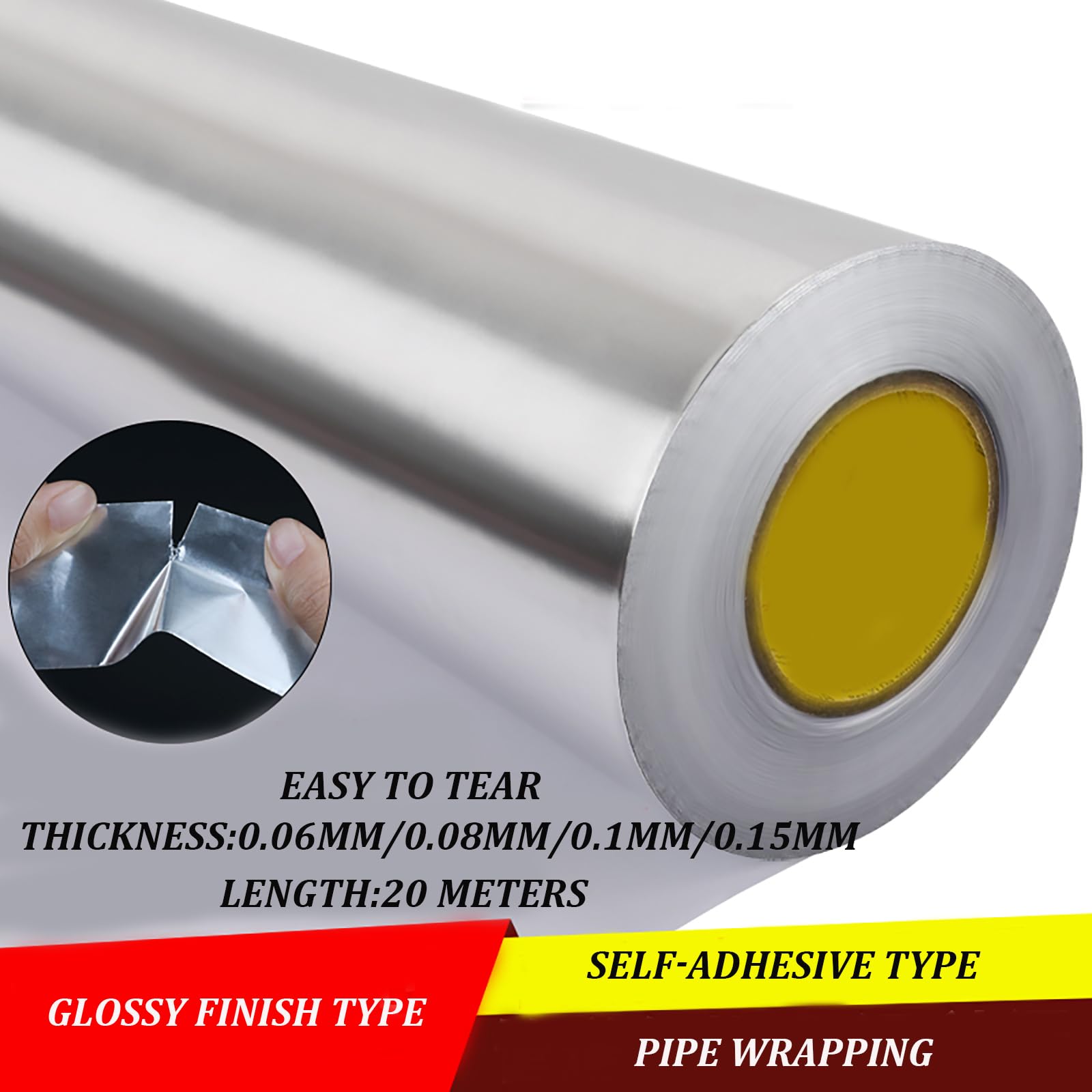 Taśma z folii aluminiowej o grubości 0,06–0,15 mm, szerokości 100 cm x długości 20 m