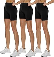 QGGQDD 3 Pack Women's High Waisted Biker Shorts 3" 5" 8" Black - Non-See-Through Yoga Running Compression Shorts