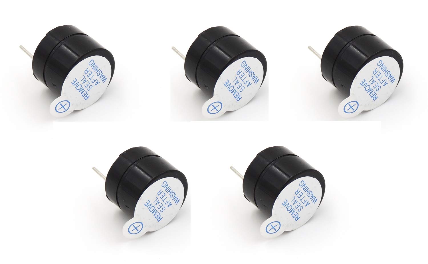 e4u 5V DC Active Piezo Buzzer 2.3KHz 85dB 12mm Dia PCB Mounted Type - 5 No's