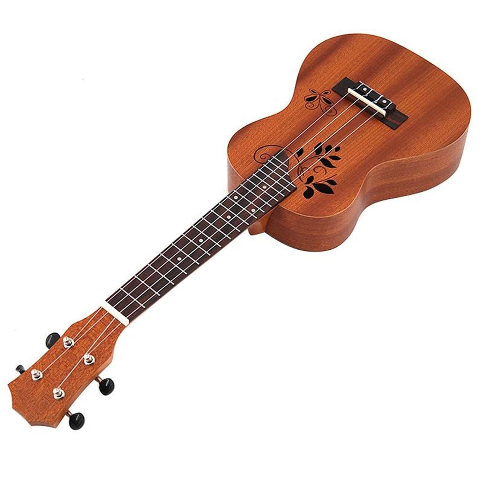 Konzert-Ukulelen-Set, 23 Zoll, Sapele, 4 Saiten, Hawaiianische Mini-Gitarre Mit Tasche, Stimmgerät, Kapodaster, Gurt, Stiche, Picks
