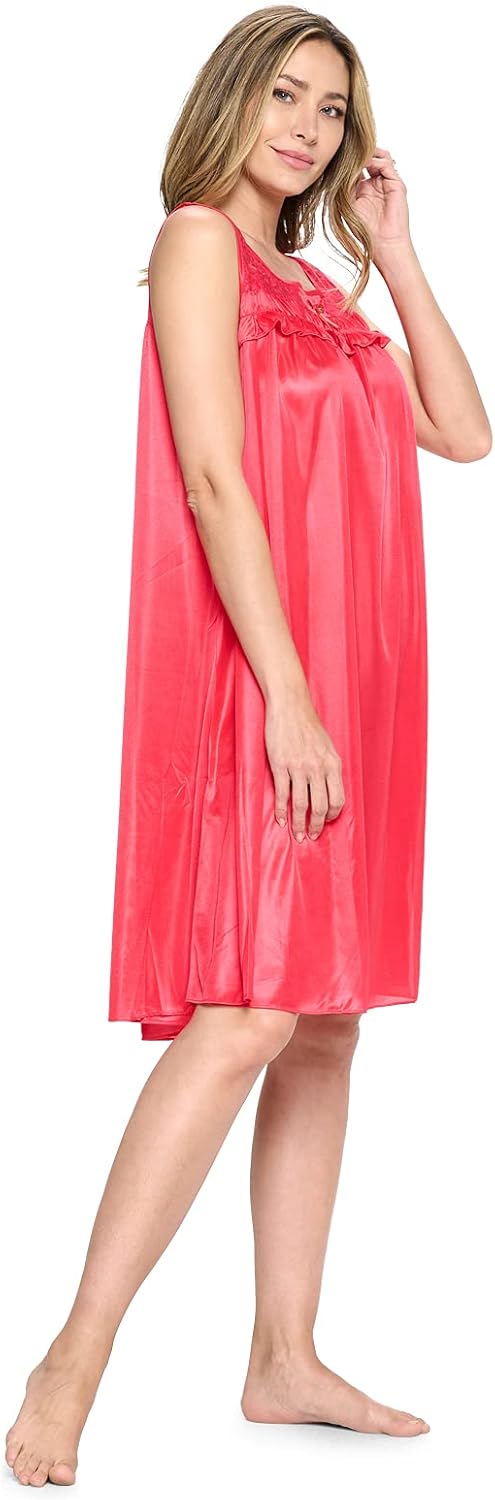 Casual Nights Women's Sleeveless Tricot Sheer Lace Nightgown - Image 2