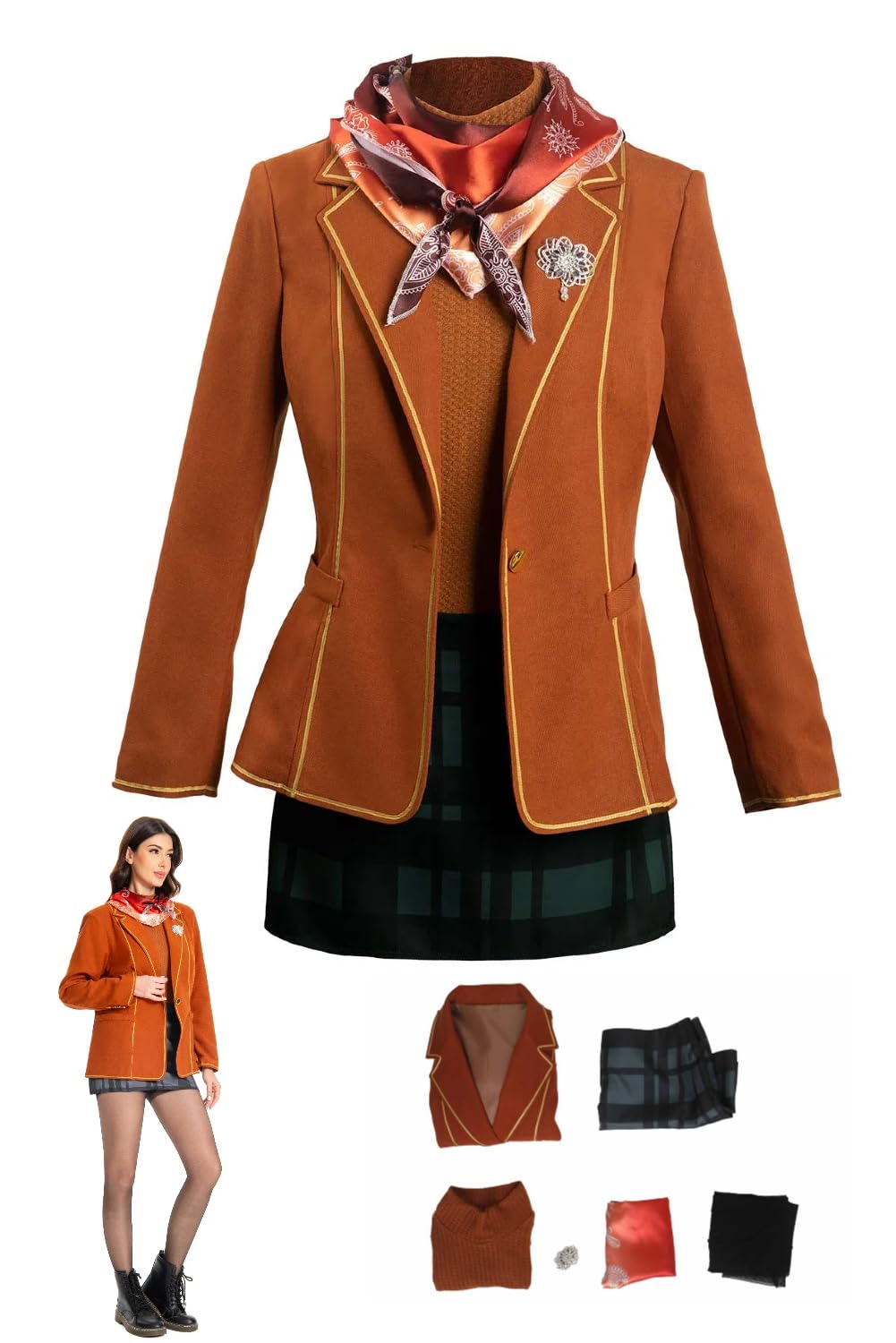 Ashley Cosplay Kostüm Orange Mantel Pullover Rock Set Ashley Schuluniform Anzug Spiel Biohazard Kostüm Halloween Karneval Outfit