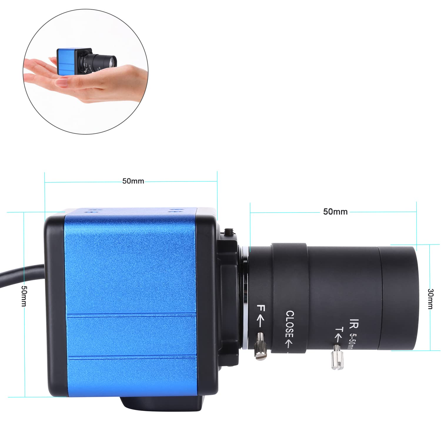 HUIOP Kamera do wideokonferencji, kamera 1080P HD 2-megapikselowa kamera internetowa z zoomem optycznym 10X szerokokątny 80 stopni, ręczna kompensacja ekspozycji z