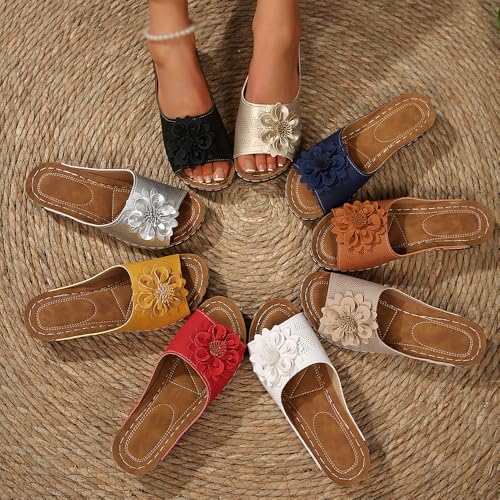 Comfortable Non-slip Solid Color Open-Toe Wedge Sandals for Women, Casual Slip Arch Support Orthopedic Slides2