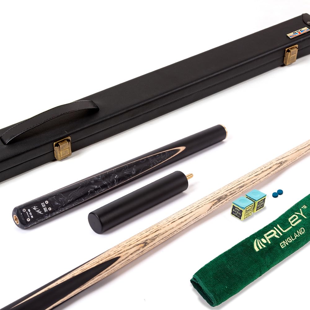 BCE selBlack Series ¾ Cut Snooker & Pool Cue with Deluxe Hard Case - Black/Maple - 145cm with Extension (GMP-1)