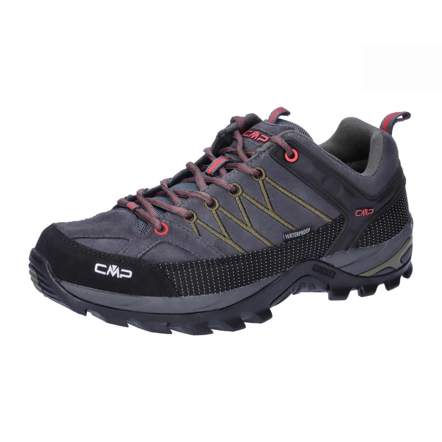 CMP Mens Rigel Low Trekking Shoes Wp, Titanio-Chili UK 6.5