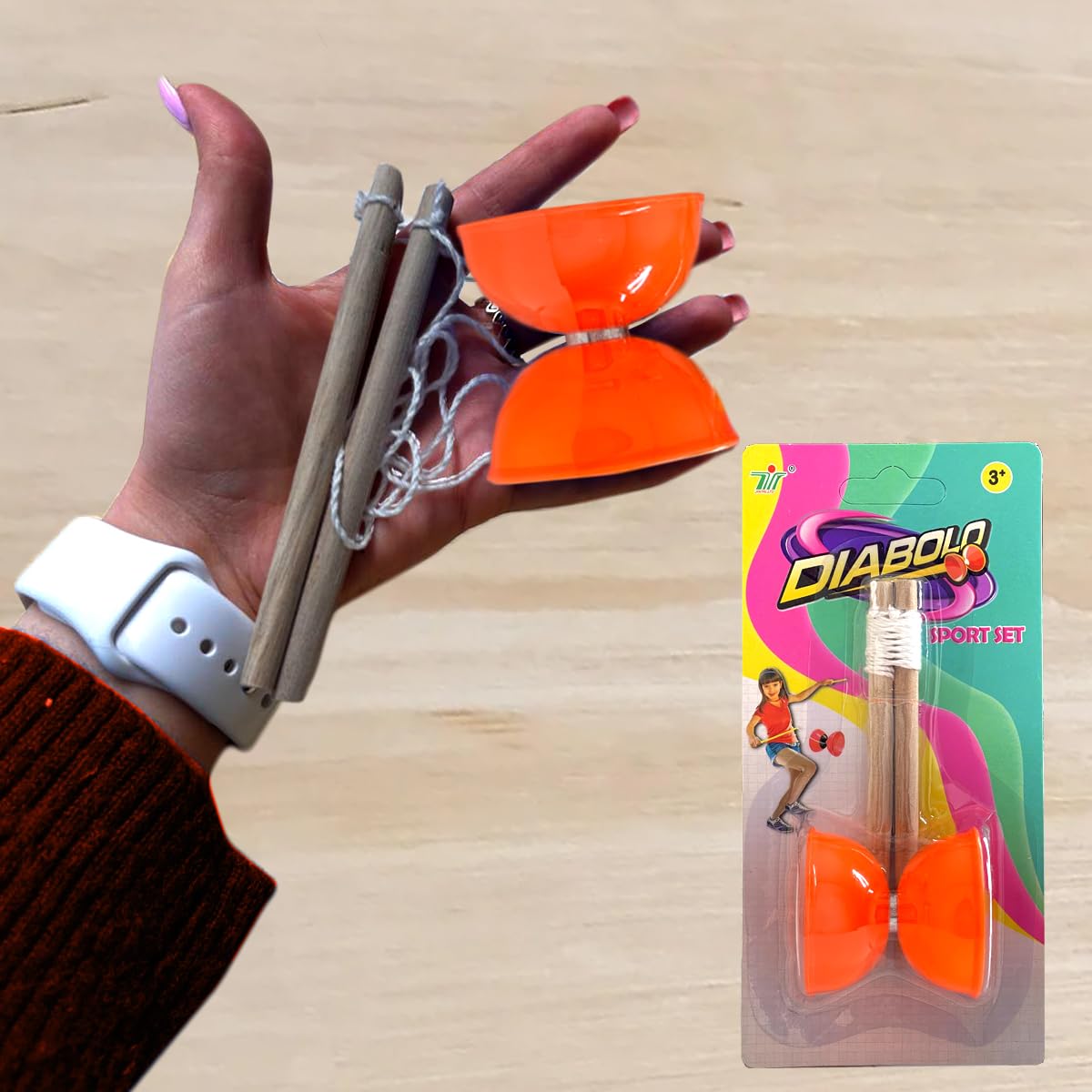 Koolbitz Kids Diabolo Toy Set Pack of 3 Random Colour, High-Speed Bearing Juggling Toy for Outdoor Play & Skill Development