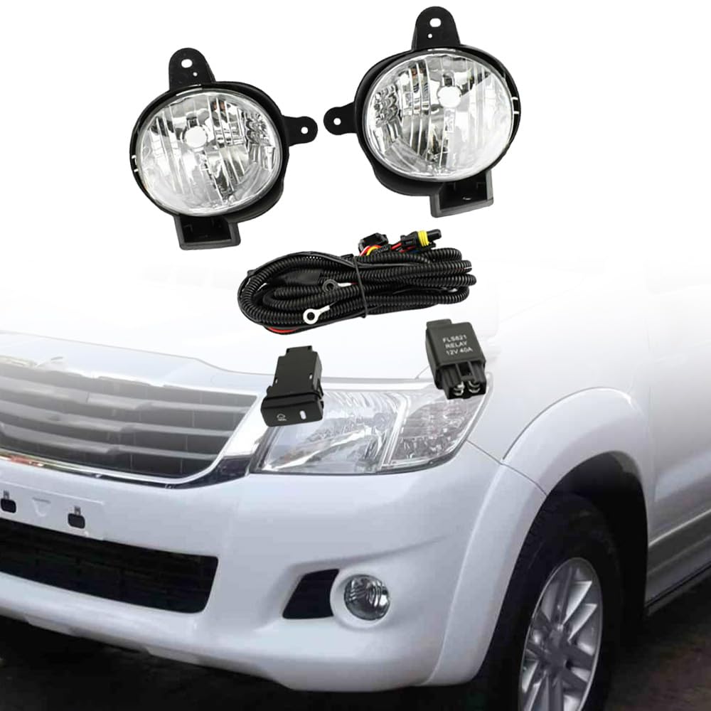 Riloer Luces de trabajo LED para coche, 12 V, antiniebla, halógenas, de repuesto con cableado, compatible con Toyota Hilux VIGO MK7 2012-2014