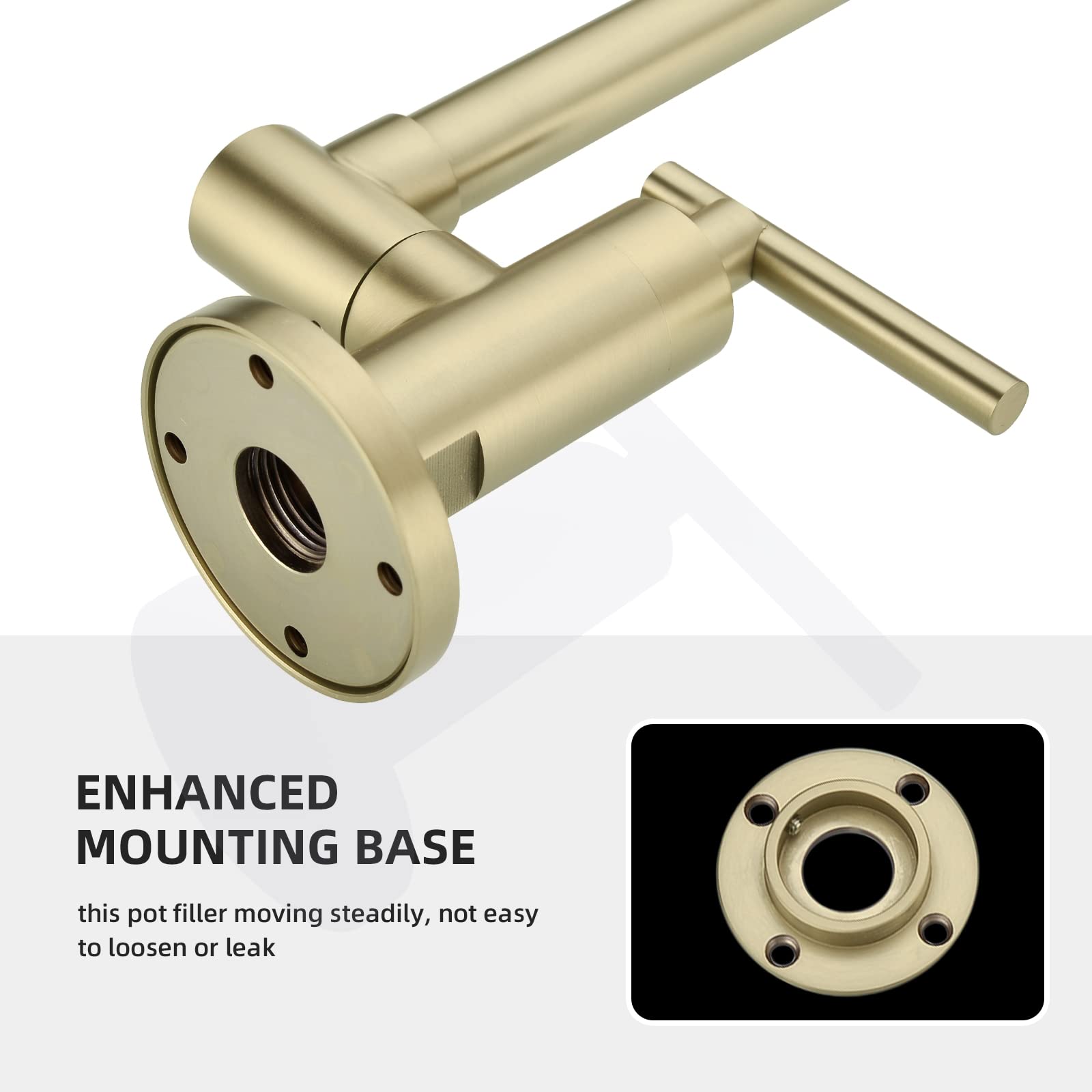 Grifo de llenado de olla de oro cepillado de acero inoxidable comercial montaje en pared grifo del fregadero de cocina plegable estirable con un solo agujero dos asas