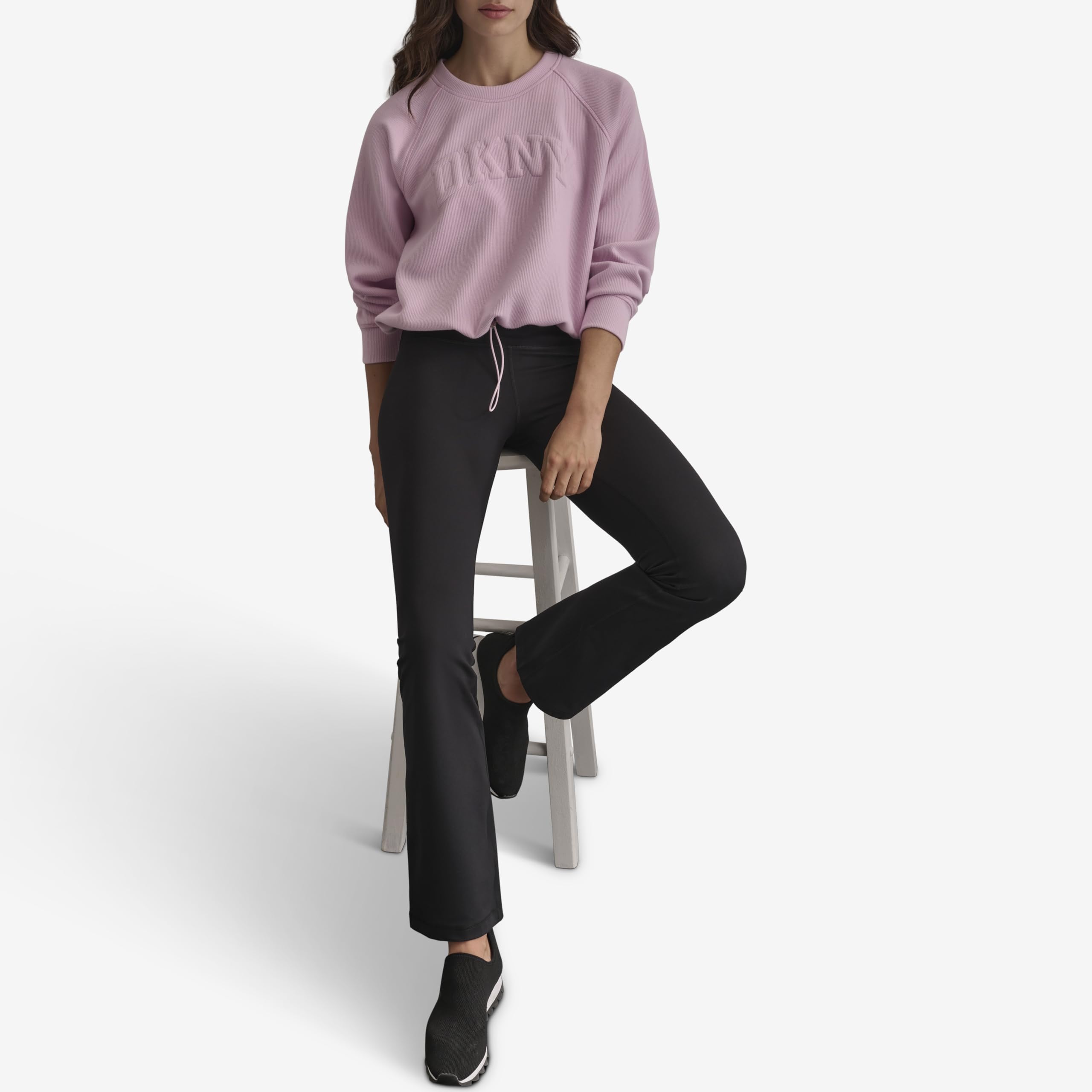DKNY Varsity Puff Logo Crew Neck Suéter para Mujer