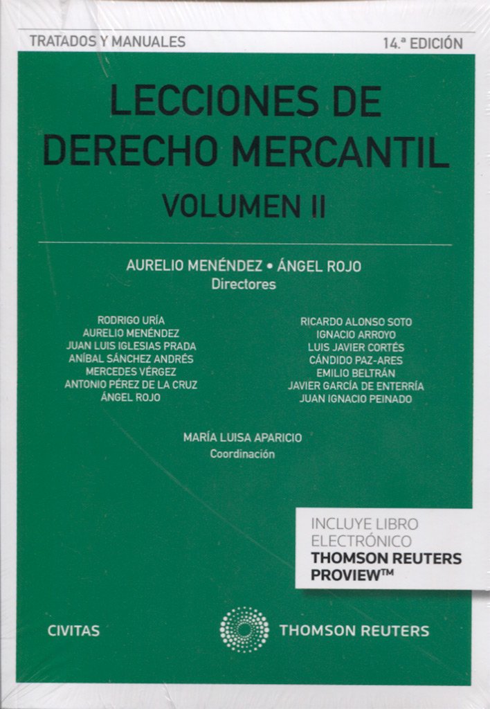 Lecciones de Derecho Mercantil Volumen II (14 ed. - 2016) (Tratados y Manuales de Derecho)