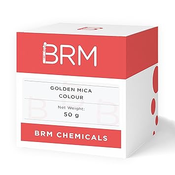 BRM Chemicals Golden Pearl Mica Colour - 50 Grams Dispersible In Oil & Water - For Soap Making, Candle Making, Shampoo Making, Lotions, Make Up, Cosmetics & DIY Personal Care