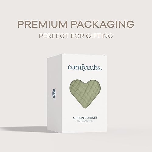 Miniatura 7 de Comfy Cubs Manta Decorativa de Muselina  Diseño Acolchado de 50" x 60"  Tela de Gasa Ligera y Transpirable de 6 Capas  Manta de Algodón Suave para