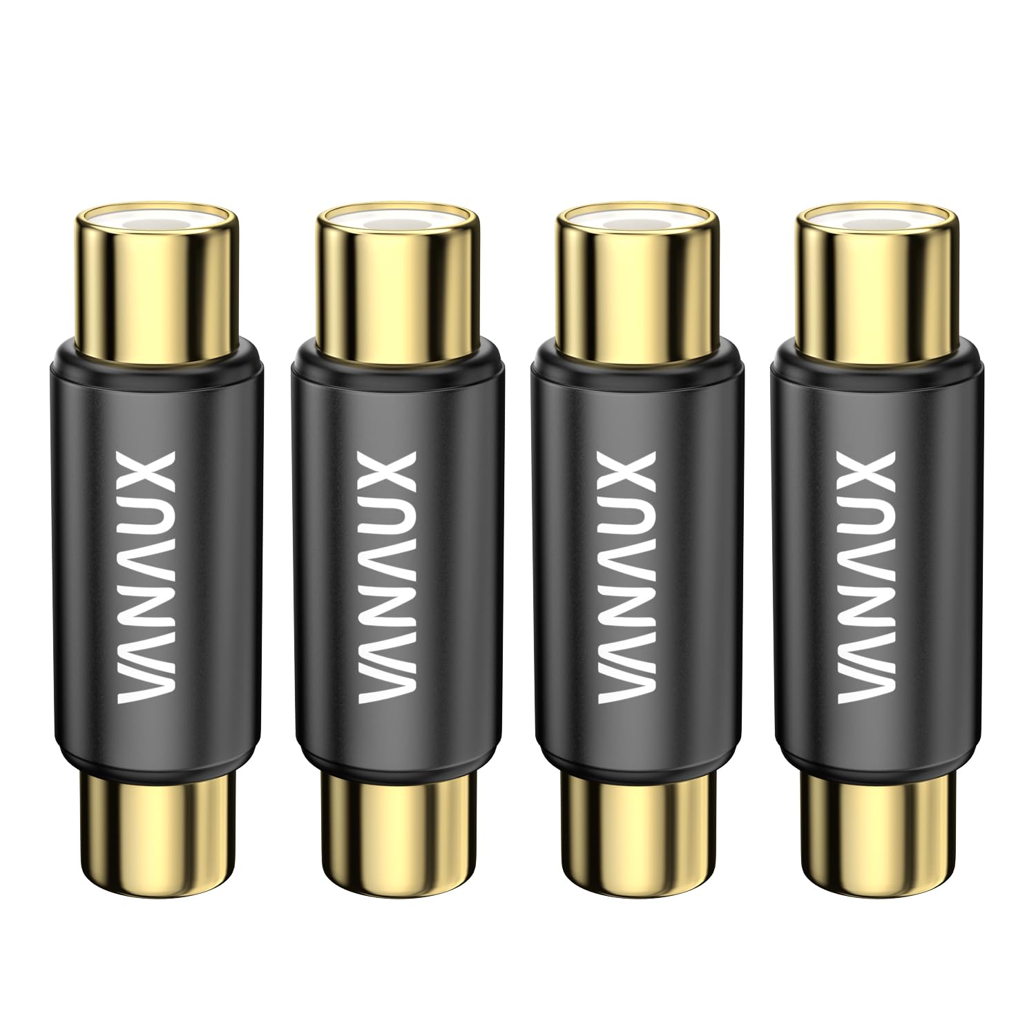 VANAUX 4PCS Gold RCA Female to Female Coupler,Barrel Connectors Adapters Extend Subwoofer RCA Cables Gold Plated for HDTV,Speakers, Amplifiers, Car