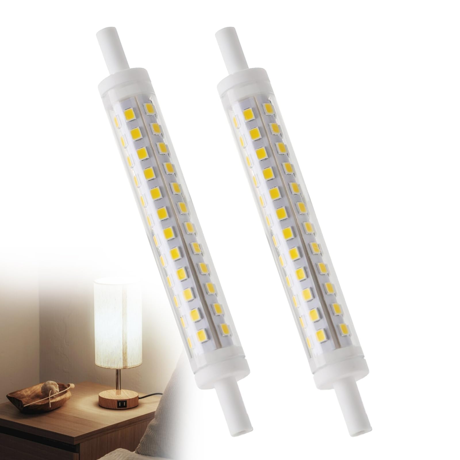 ZALAOR R7S Bulb 118mm LED Dimmable - 2 Pack 9W 3000K Warm White - J118 Energy Saving Linear Light Replacement for Halogen Lamps, Floodlights, Ceiling Lights, and Reading Uplighters [Energy Class A]