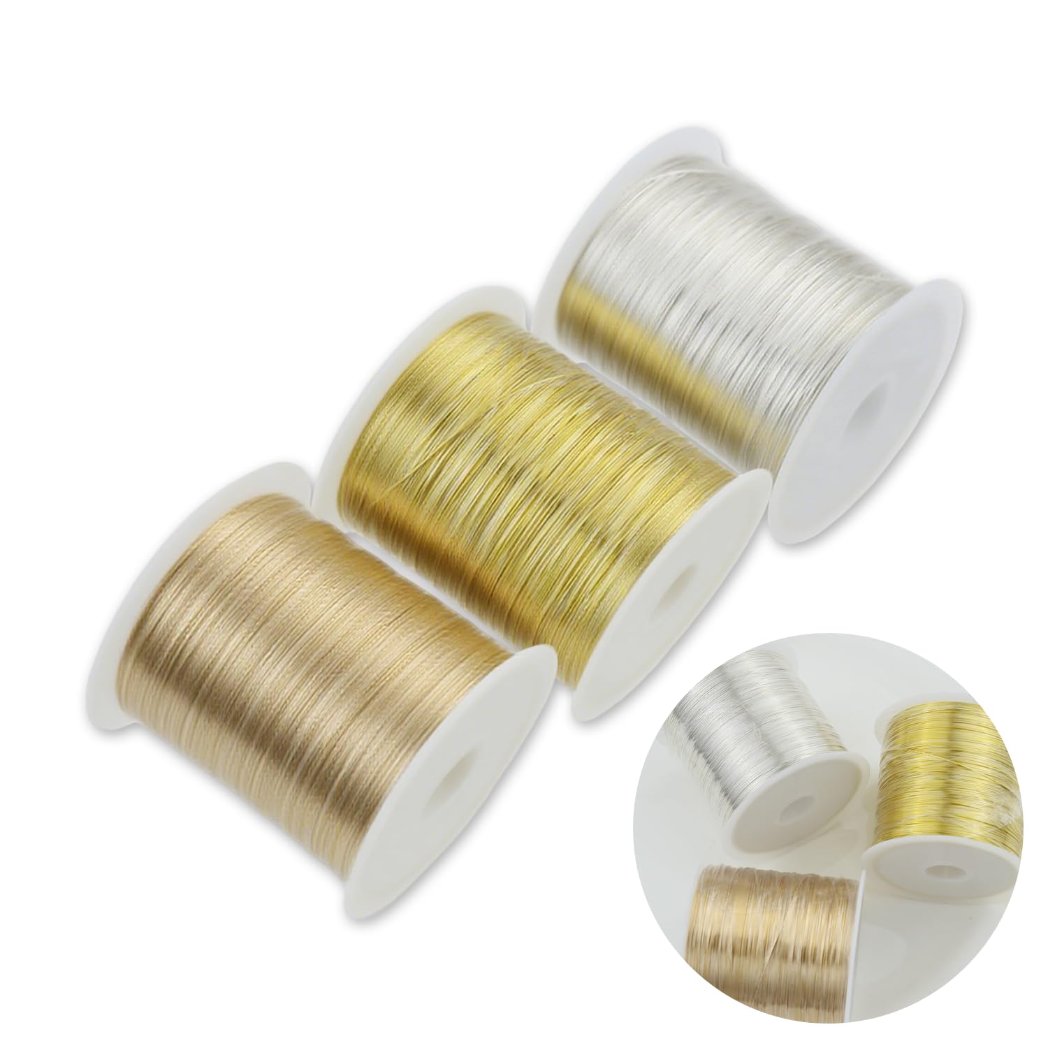 2 Rouleaux Fil De Bricolage 0.3mm X 50m – Fil Galvanisé Fin Pour Bijoux, Bracelets, Colliers, Décoration