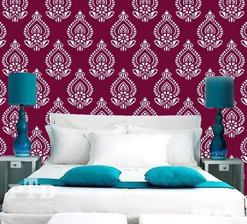 PTD Imposing | Damask Wall Design Painting Stencils for Wall and Home Decor, Re-useable and Washable (Pack of 1) (14 x 10 inch) Stencil (B0BR2NN4B4) Amazon Price History, Amazon Price Tracker