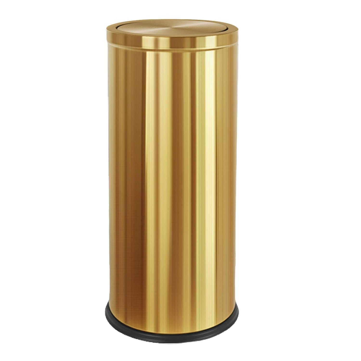 30L/8GAL Gold Brass Kitchen Trash Can, Golden Tall Commercial Garbage Can, Large Capacity Flip Trash Can, for Kitchen,Shopping Mall,Hotel,Elevator Gate,Airport,Commercial (Gold, 30L) Gold 30L