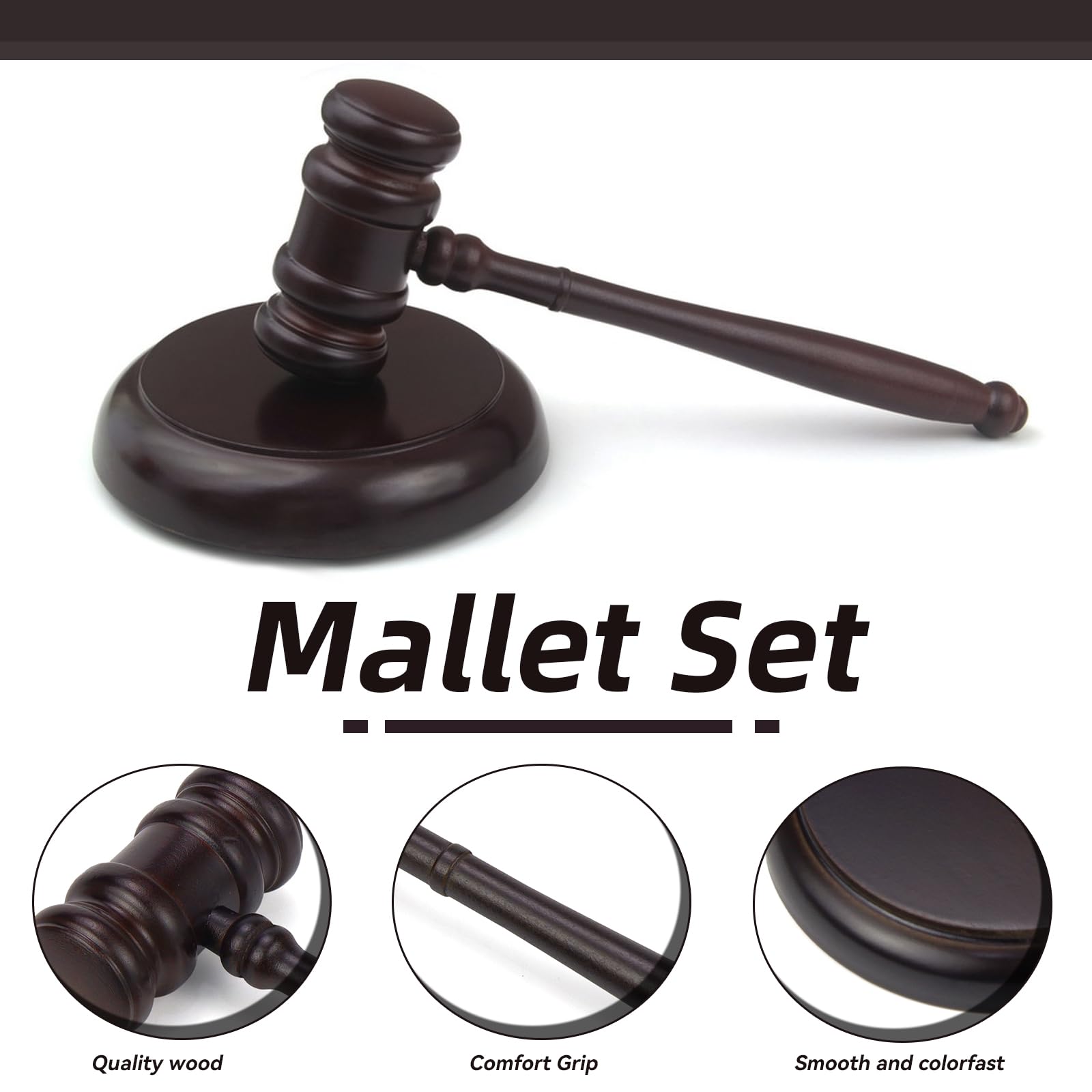 Erzekrim Marteau de Vente aux Enchères en Bois et Bloc de Résonance en Bois De Qualité Supérieure pour Juges, Avocats, Ventes Aux Enchères, Jeu de Rôle pour Enfants et Cadeaux