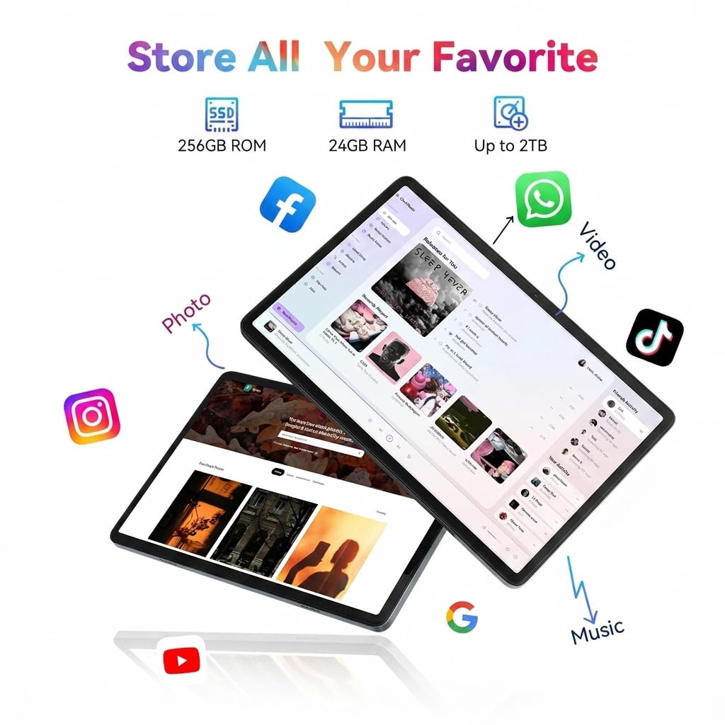 Android 16 Tablet with Keyboard, Android Tablet 10 inch, 24GB RAM (8+16 Extended) 256GB ROM, Gemini Ai, Widevine L1, Fast Charge, 2 in 1 with Mouse and Stand, OTG, 4 Year Warranty — view 5