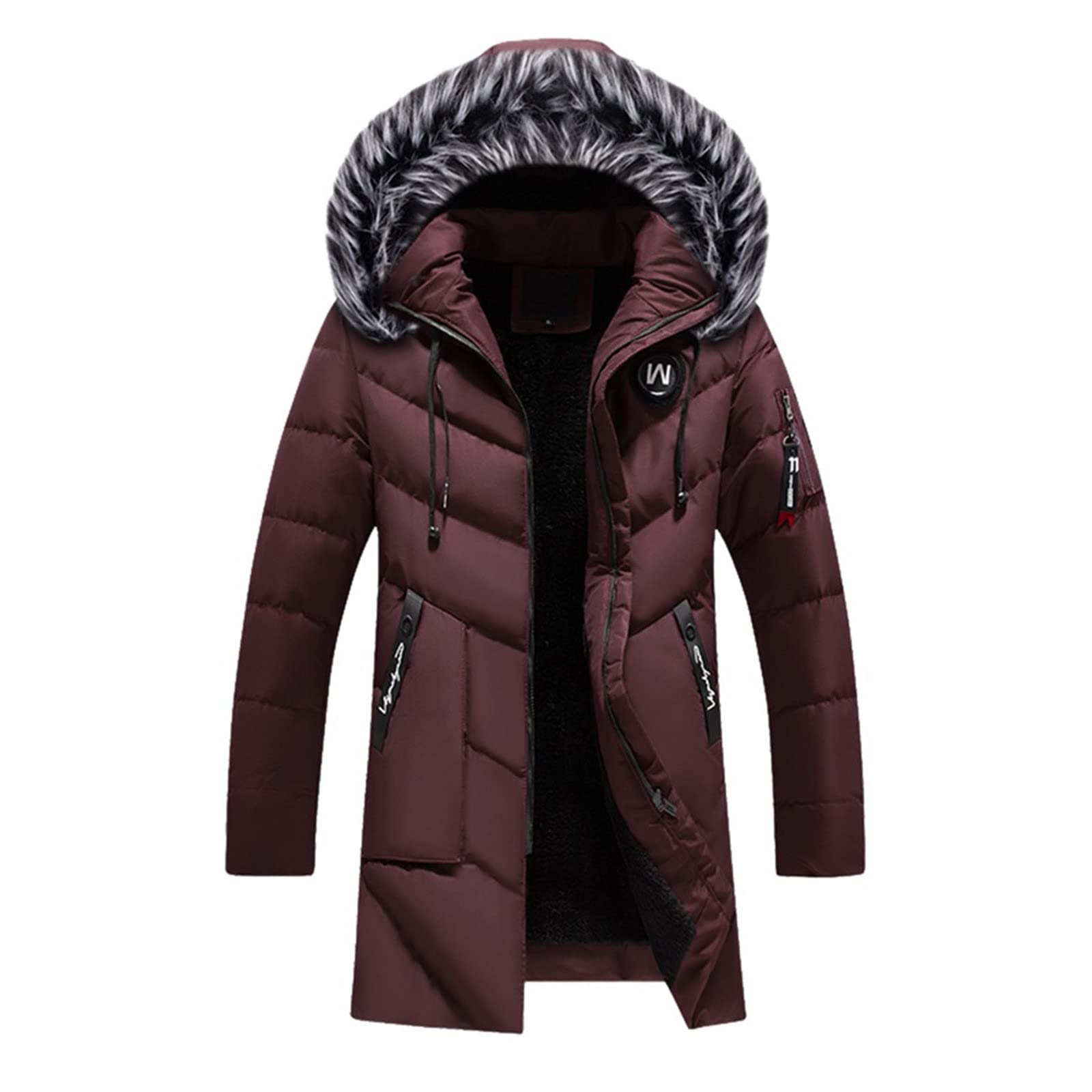 Abrigos de invierno para hombre, forro polar grueso, chaqueta cálida con capucha, chaqueta de plumón impermeable de manga larga para hombre, abrigo largo acolchado con capucha, suave y cómodo,