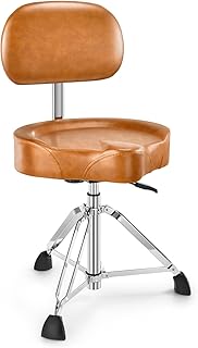 Donner Drum Throne with Backrest, Heavy Duty Hydraulic Drum Stool Height Adjustable Motorcycle Style Drum Seat Saddle Drum Throne for Adults Drummers (Brown)