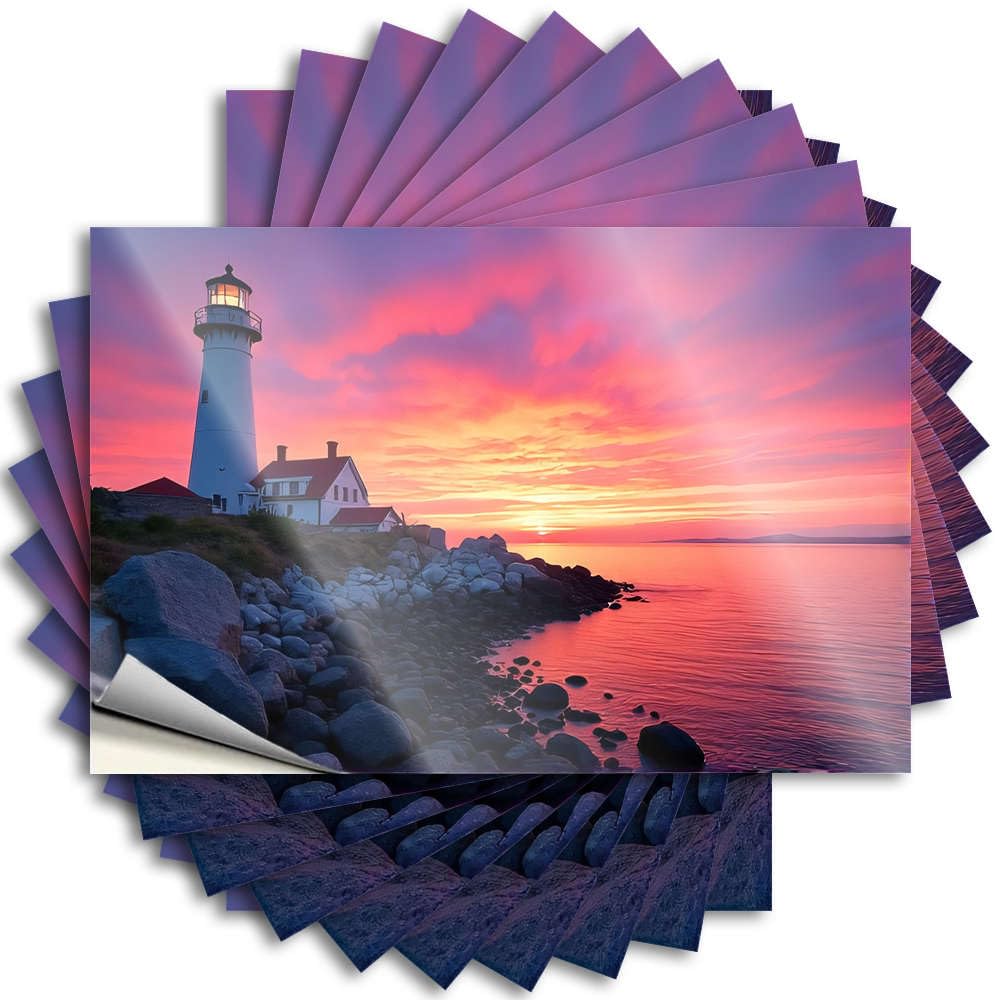 Funny Sticker - Funky Bumper Lighthouse By The Sea At Sunset for Interesting Camper Decor(12X18CM)